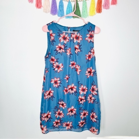 Primark Blue Floral Shift Tropical Swing Dress Size 10 - Picture 2 of 14